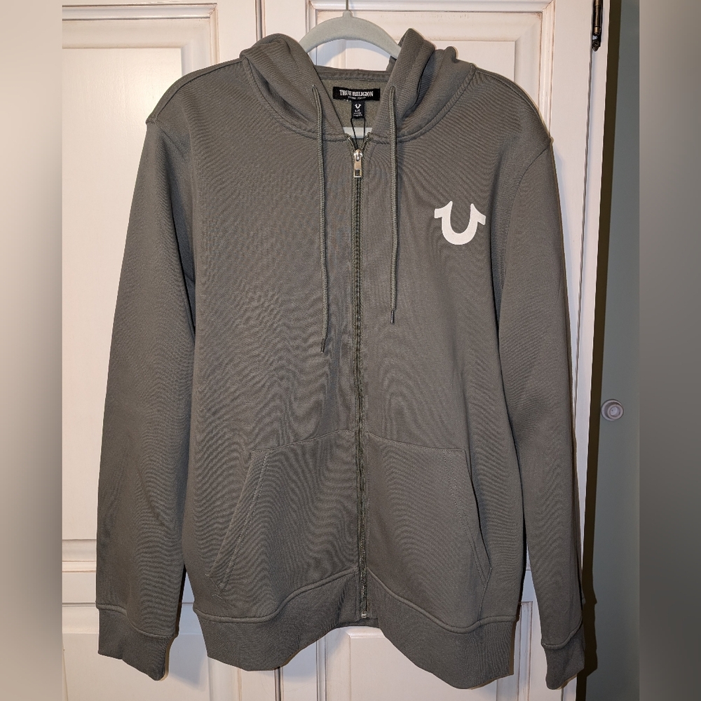 True Religion Men's Zip-Up Hoodie - Olive Green NWT